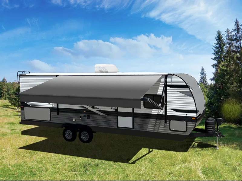 VR18002000A – VELARIUM Awning, Patio Awning Electric 18 Foot Length x 8 Foot Extension Charcoal Fade Vinyl Without We...